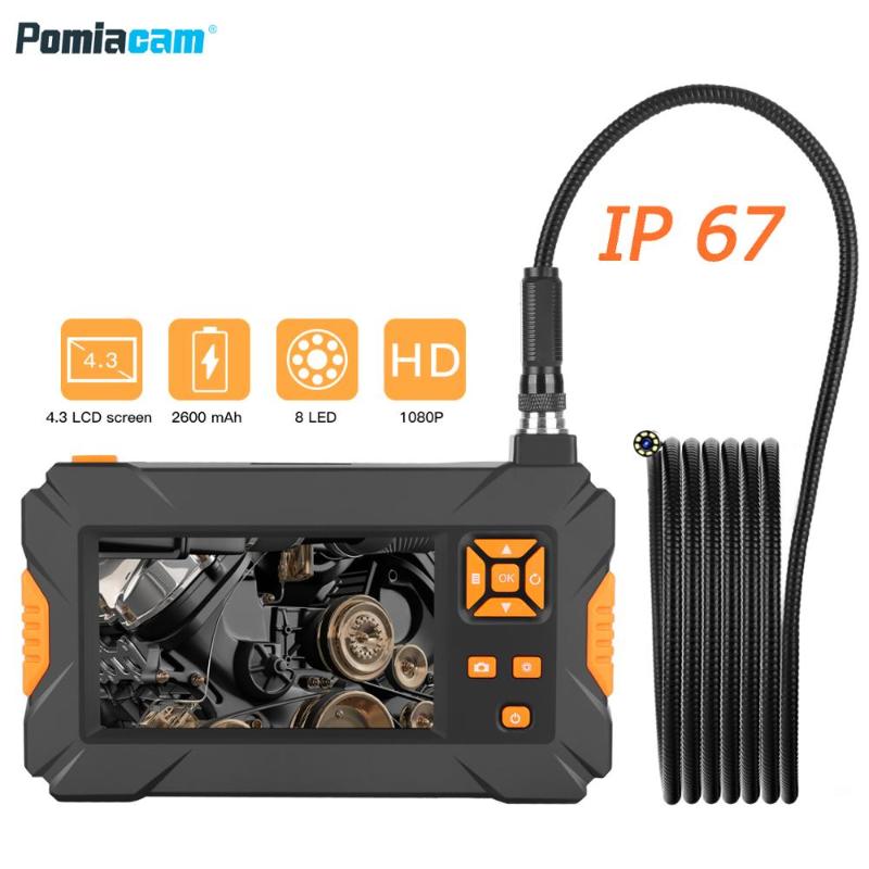

1080P Industrial Endoscope 4.3 inch LCD Borescope Videoscope with 8mm camera Inspection Camera Handheld Endoscope