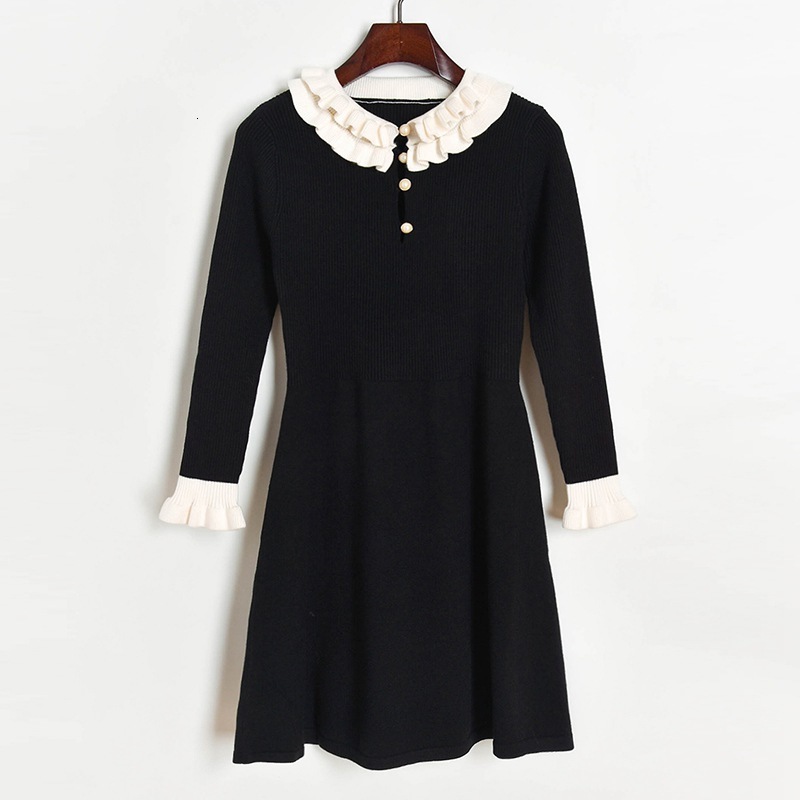 

New Backward Feminine Court Mini Mesh Dress Peter Neck Frilly Shreds Sleeve Long Extension Thin Sweetgirl Party Tb1m, Black