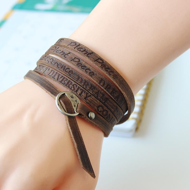 

New Fashion Brown Leather Bracelet Leisure Retro Multi-layer Bracelet Ladies / Men Charm Style Bracelets