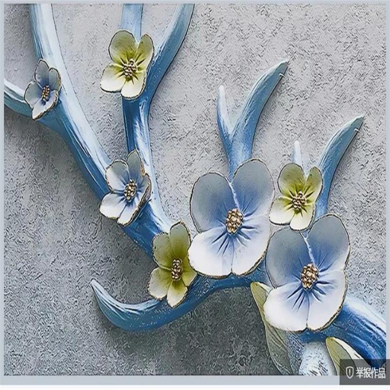

Fashion 3D flower wallpapers embossed TV background wall resin living room decoration painting living style wallpaper, As pic