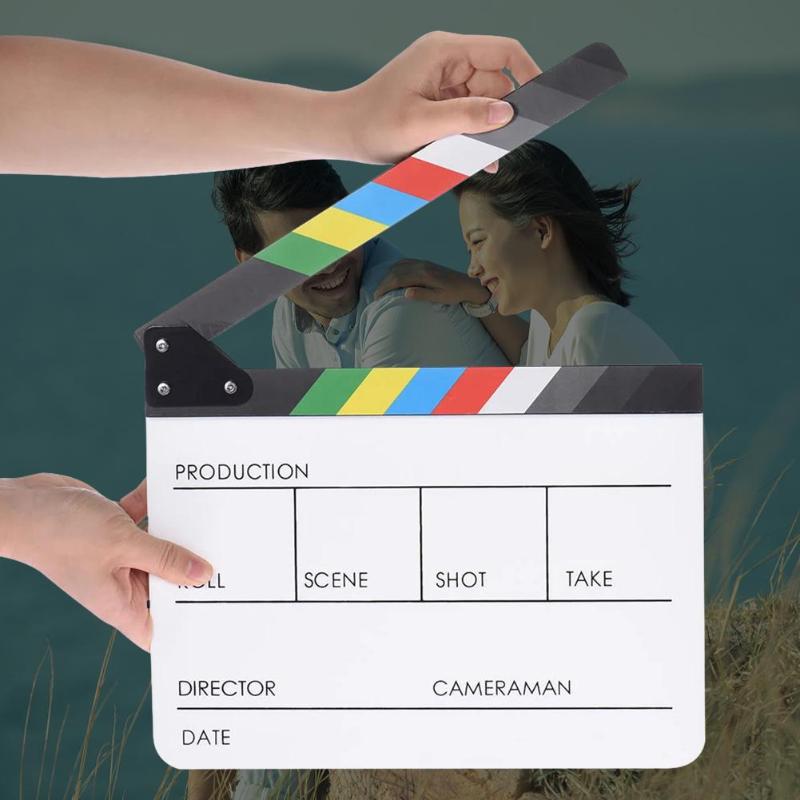 

Director Video Scene Clapperboard Colorful Clapper Board Cut Prop Acrylic Dry Erase Director TV Movie Film Action Slate Clap