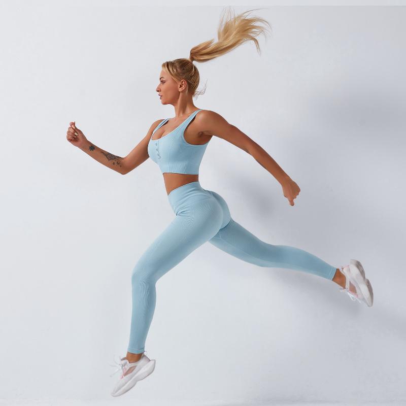 

Yoga Outfits Seamless 2 Piece Sets Women' Set High Waist Bra+Leggings Elastic Gym Sport Suit Tracksuit Fitness Sports Clothing, Black