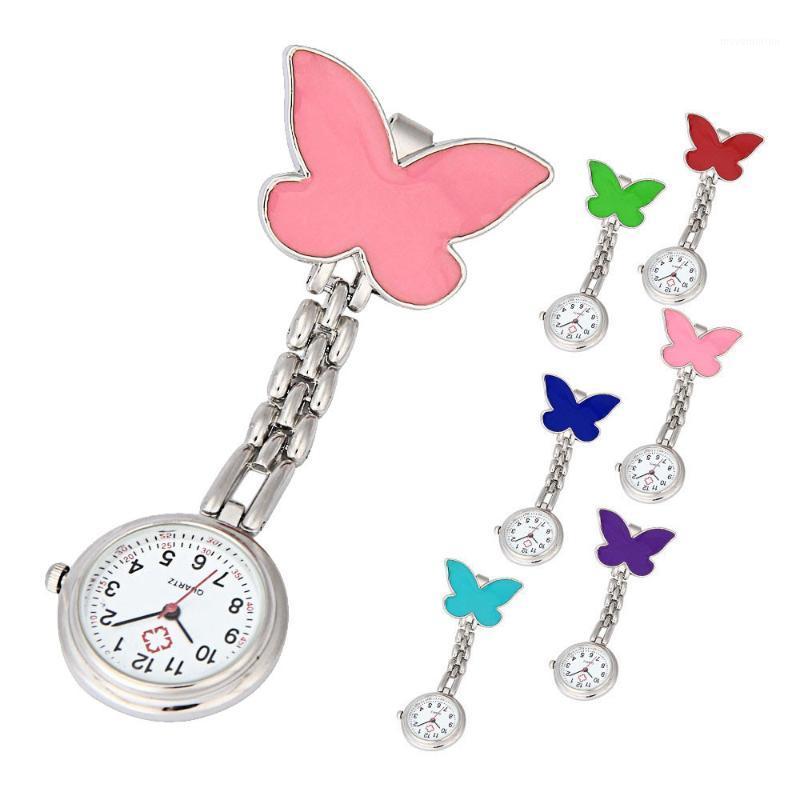 

watch Clip-on Fob Brooch Pendant Hanging Butterfly Watch Pocket @51, Red