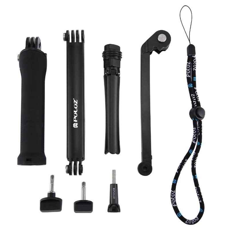 

PULUZ 3-Way Grip for HERO6/5 Foldable Multi-Functional Selfie-Stick for Go Pro Hero4 Extension Monopod+Tripod