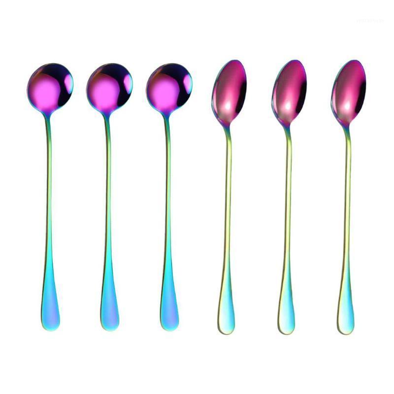 

4PCS Stainless Steel Exquisite Rainbow Coffee Mixing Spoon Set Long Handle Scoop Cold Drink Ice Spoon Tableware Decor1