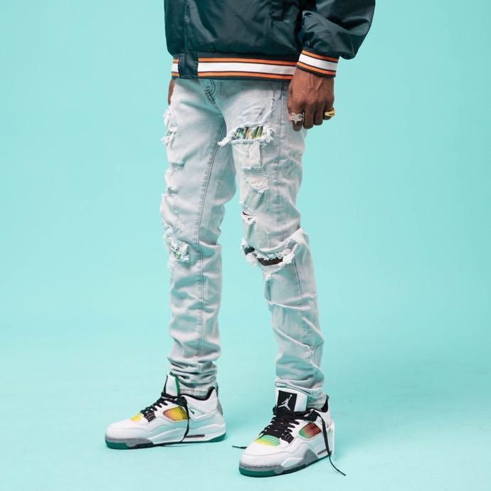 

K11648 Fashion Men's Jeans 2020 Runway European Design party style Men's Clothing, As pic