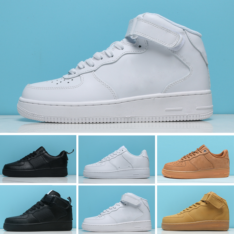 

2021 Forces Men Skateboard Shoes One Unisex 1 Knit High Women All White Black Red Leather Trainer Fashion