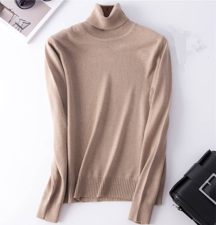 

2021 New High Quality Cashmere Sweater Women Autumn Winter Streetwear Basic Warm Pull Femme Hiver Jumper Knitted Pullover Turtleneck 4po9, Black