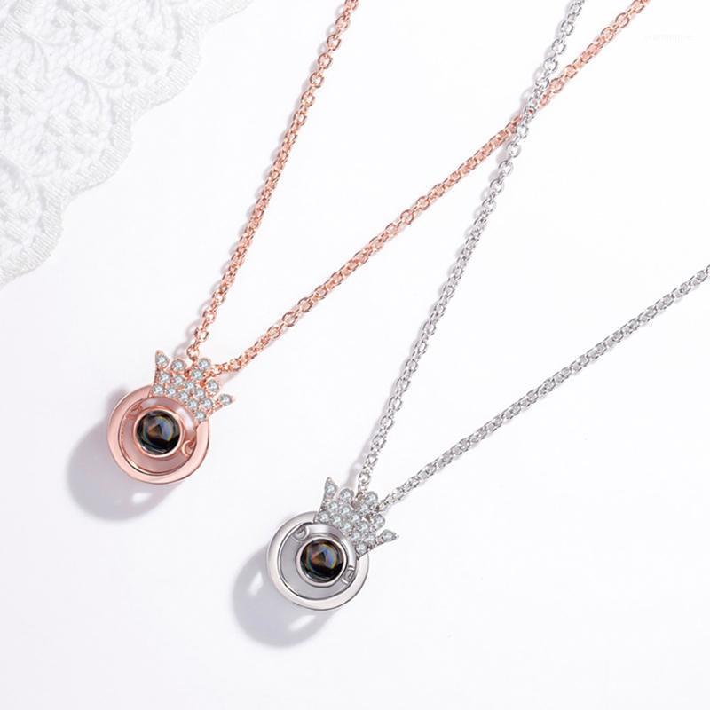

Love Memory Jewelry 100 Languages Projection Charm Necklaces Letter Crystal Pendant Necklace For Women Jewelry1
