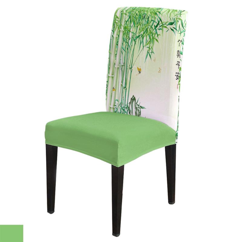 

Green Bamboo Forest Butterfly Chair Cover Spandex Elastic Printing Dining Chair Kitchen Seat Case Stretch