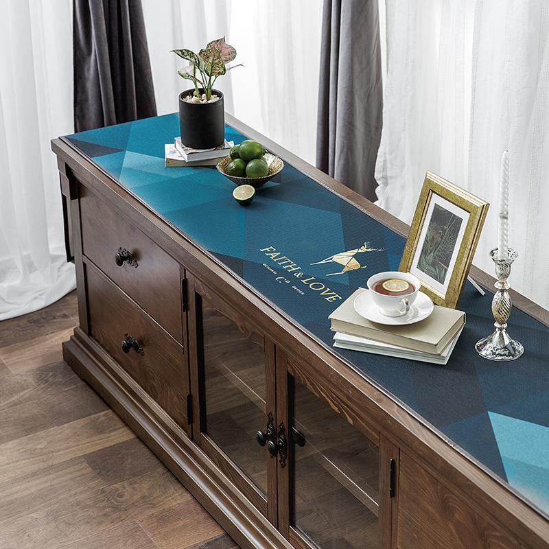 

Nordic simple style blue patterns waterproof advanced cotton and linen tablecloth for Dinning Table Tables Table cloth1, A a007