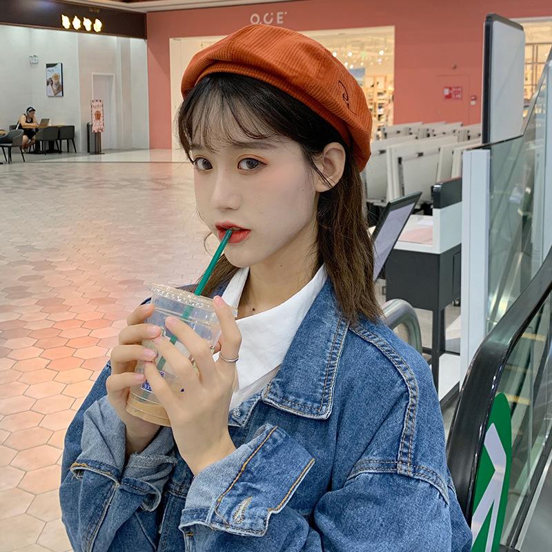 

Berets Women Hats Autumn Winter Warm Corduroy Beret Female British Retro Painter Caps Lady Fashion Pumpkin Octagonal Hat Letter Cap, Black