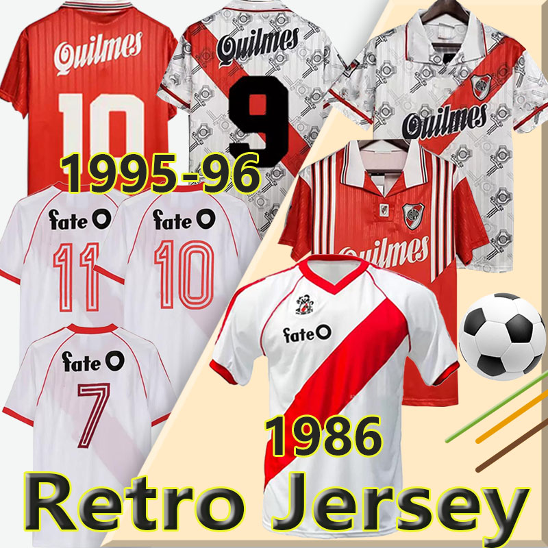 

FRANCESCOLI River Plate 1995 1996 1986 1987 Retro Soccer Jerseys CANIGGIA SALAS CRESPO D.TREZEGUET GALLEGO ALZAMENDI NORBERTO Vintage Classic Football shirt, Hechang 1995-96 home