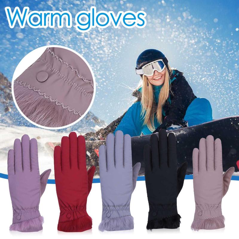 

Fashion Women Autumn Winter Warm Sports Fitness Touch Screen Cycling Thick Plush Wrist Women Touch Screen Driving Gloves #c
