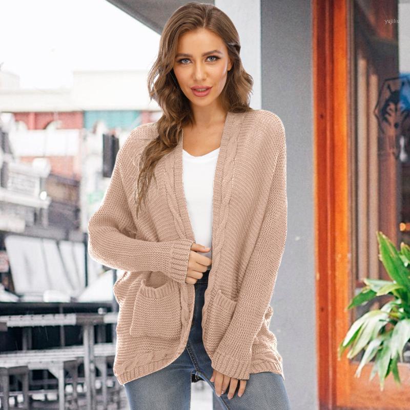 

Knitted Sweater Women Autumn Casual Long Sleeve Solid Cardigan With Pockets Female Open Stitch Sweaters Coat Femme Thin Clothes1, Color 6