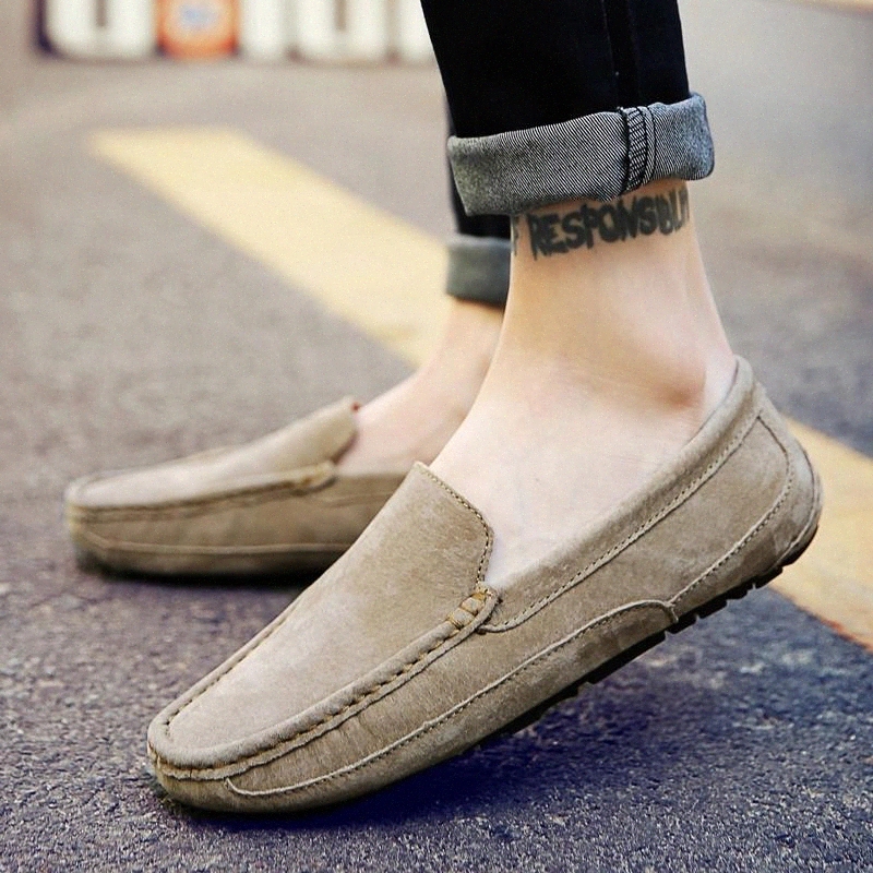 

Men's Loafers fashion Comfortable Flat Casual Shoes Men Breathable Slip-On Soft cow suede Leather Driving Shoes men Moccasins #ev3t