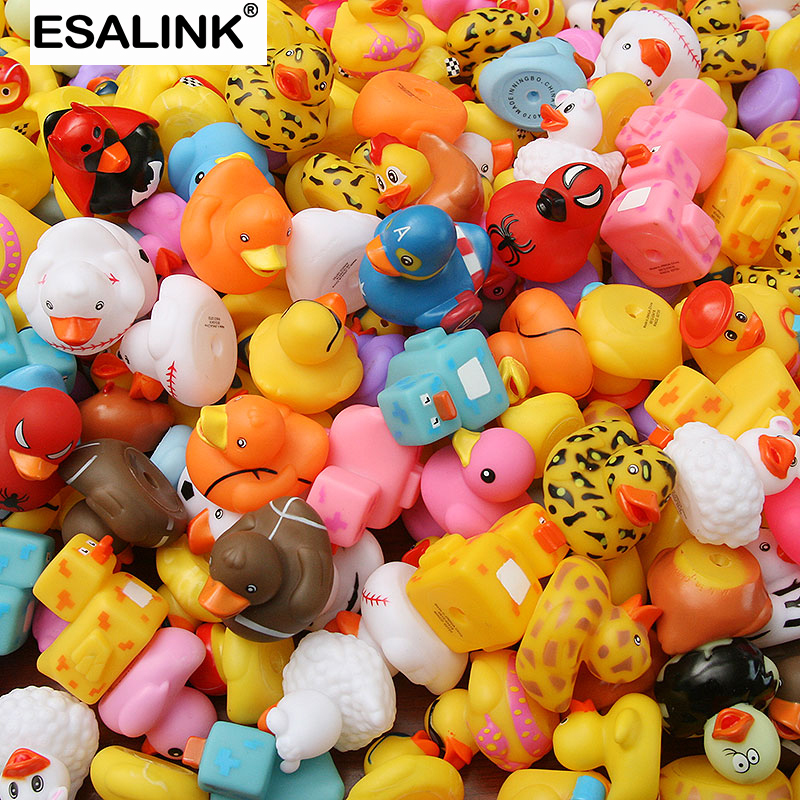 

ESALINK 100PCS Bath Toys Random Rubber Duck Multi styles Duck Baby Bath Bathroom Water Toy Swimming Pool Floating Toy Duck 201015