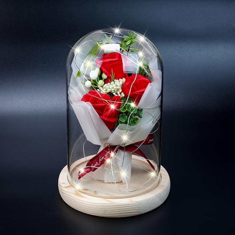 

Valentine'S Day Gift Eternal Flower Glass Lampshade Led Luminous Gift Box For Girlfriend And Girlfriend Birthday, Blue