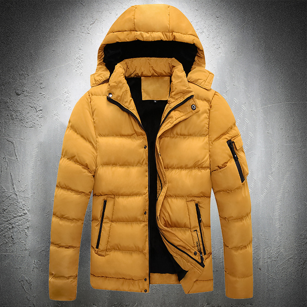 

Winter parkas men cotton padded thick puffer bubble with hot hood jacket fashion zipper plus high quality size, Navy