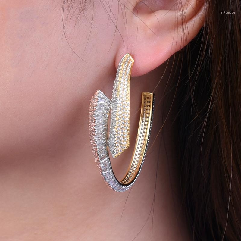 

missvikki Extremely Attractive Dangling Hoop Earring Stones of Cubic Zirconia Big Earrings Jewelry For Women Daily Essential1