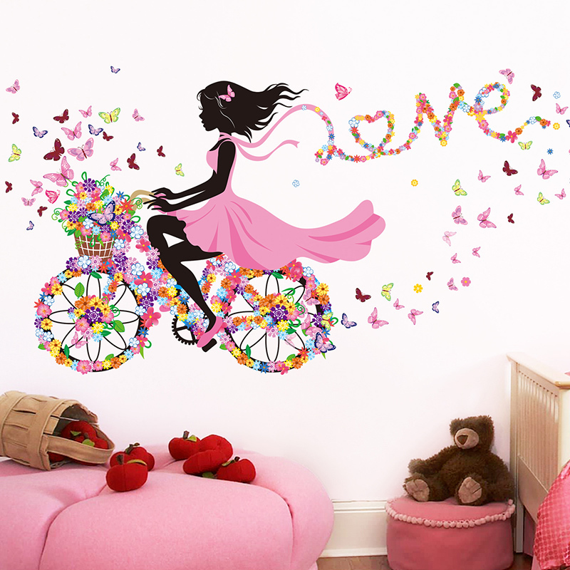 

[shijuekongjian] Black Dandelion Flowers Wall Stickers DIY Girl Mural Decals for House Living Room Kids Bedroom Decoration 201203