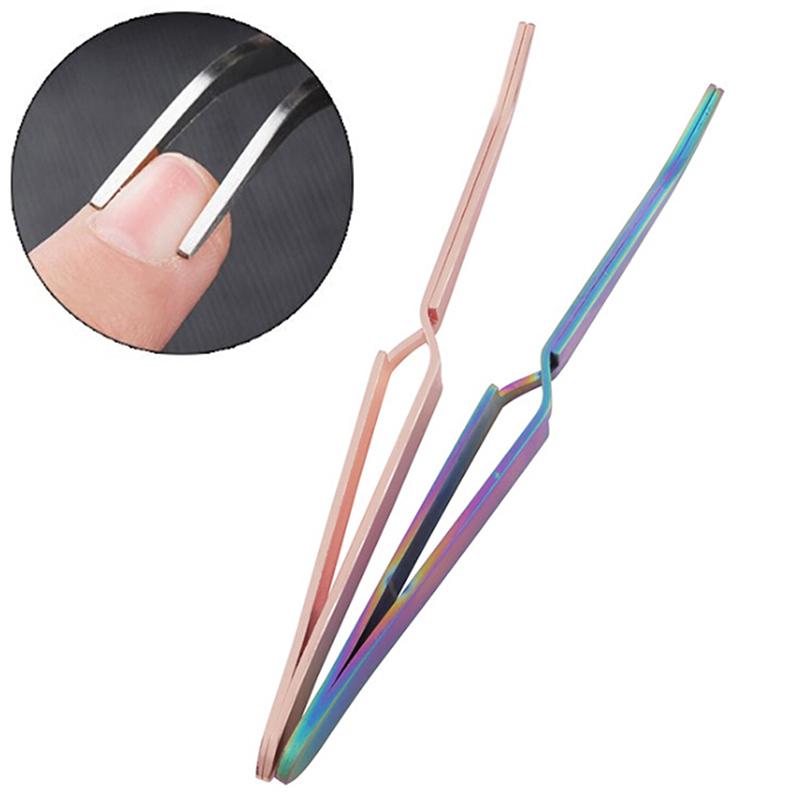 

1XNail Art Stainless Steel Cross Lock Shaping Tweezers Manicure Finger Clip Tips