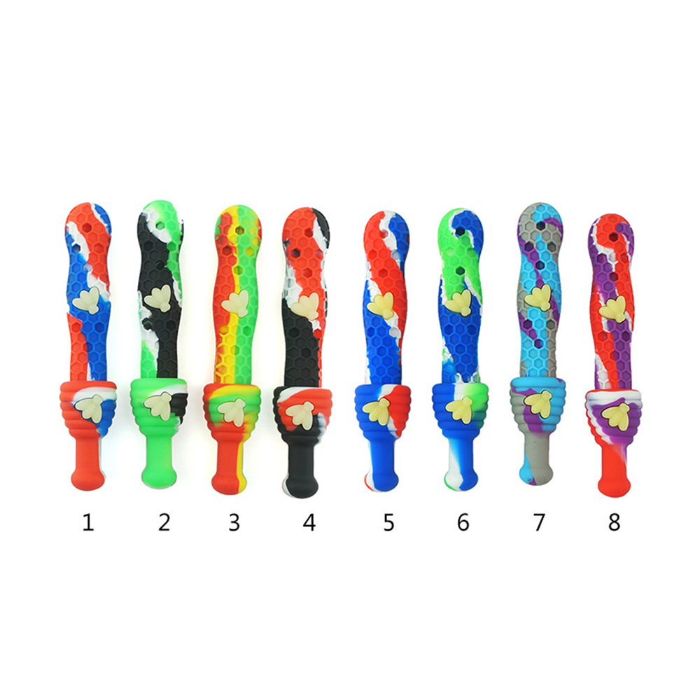 

Silicone Smoking Accessories Nectar Collector Pipe Equipped with 14mm Stainless & Quartz Tip Silicon Oil Smoke Pipes For Wax Dab Rig