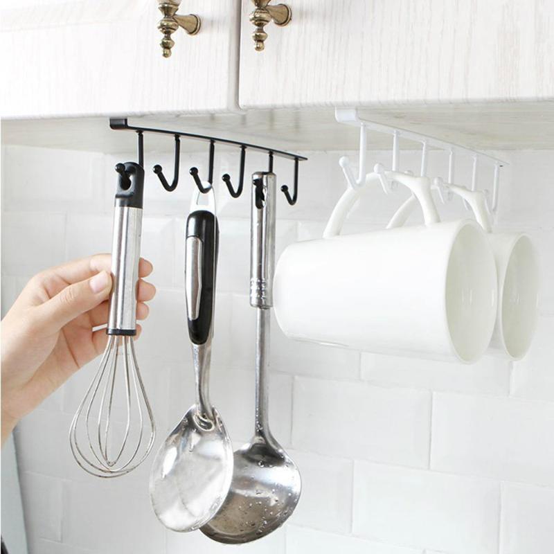 

Hook Cup Holder Fixed Wardrobe Hook Firm Hang Kitchen Under Shelf Storage Rack Organiser1