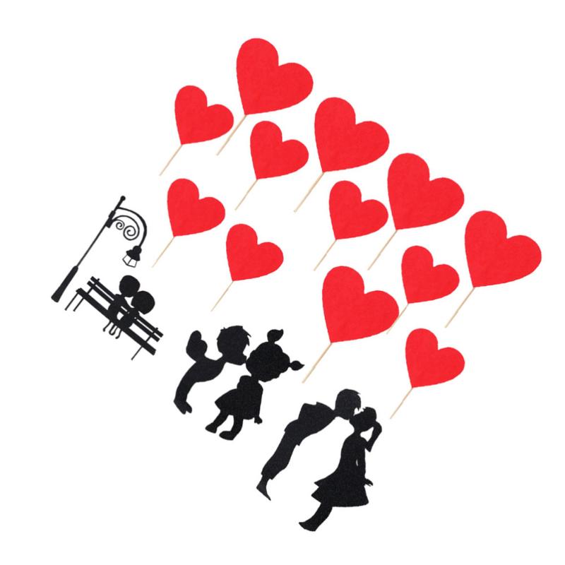 

1 Set 16pcs Heart Sign Cake Picks Cake Toppers Insert Picks (Black Red
