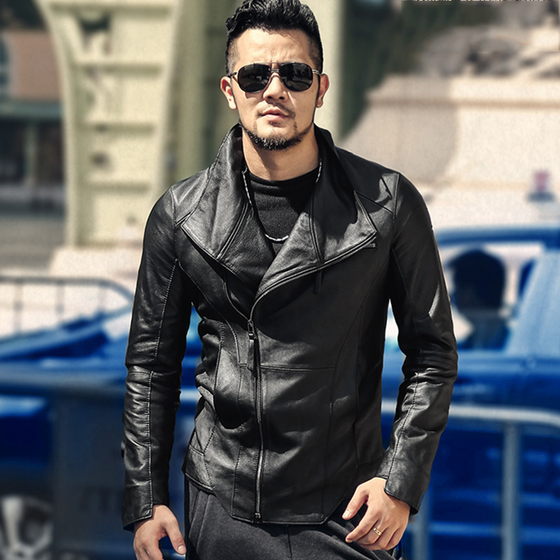 

2021 The New New British Style Zipper Genuine Top Quality Lambskin Leather Jacket Men of the Casual Fashion 5588, Black