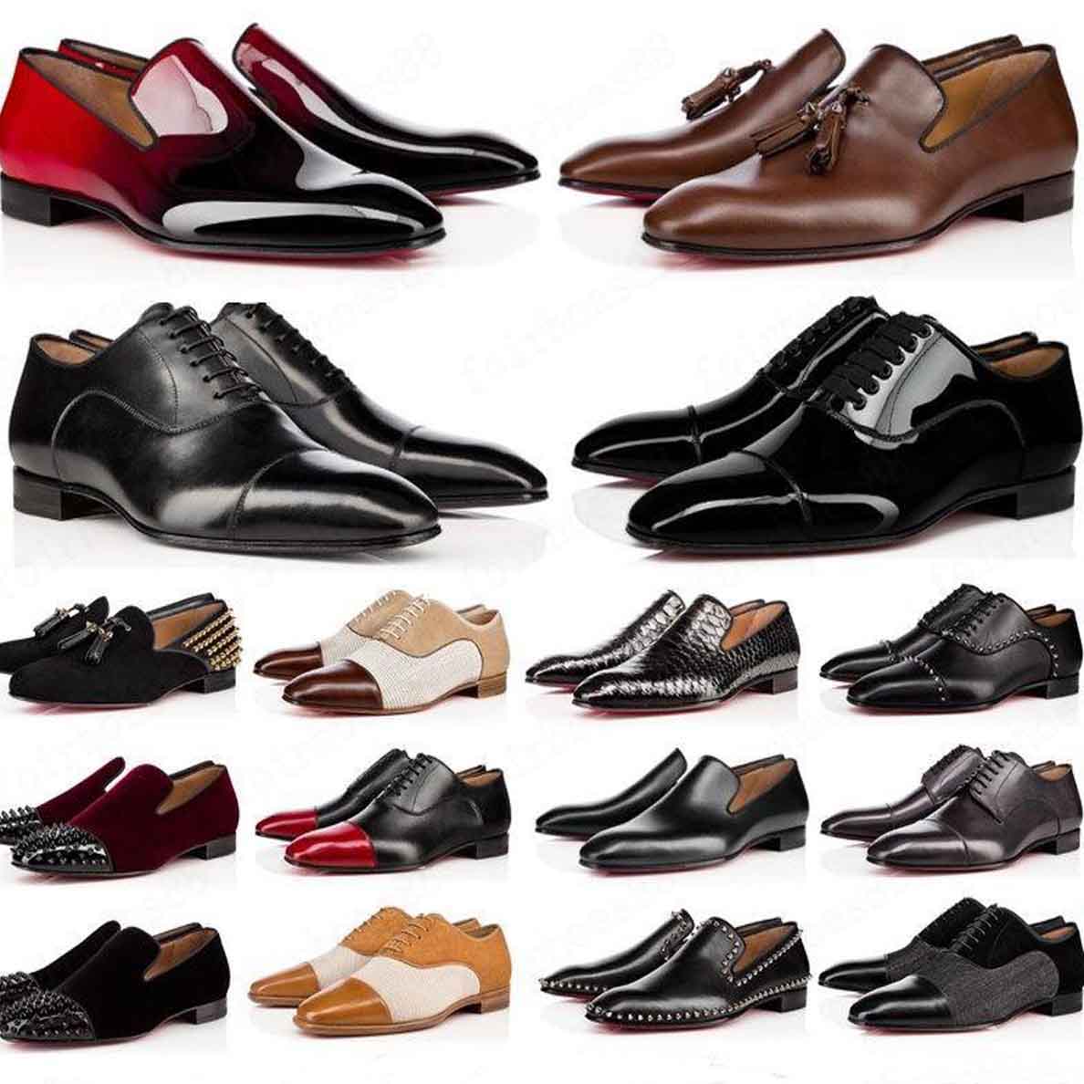 

Luxurys designers Men's Dress Shoes Red Bottom Casual Shoes Matt Patent Leather Round Toes Slip-on Spikes Flat Business Sneakers 38-47, 10