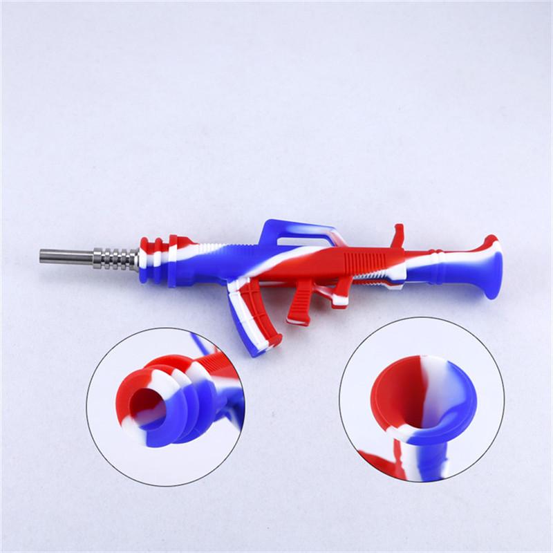 

Hookahs Shape Silicone water pipe Nectar Nector Collector kit AK47 design with titanium tip dab rigs