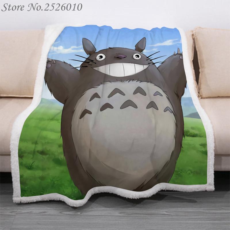 

Throw blanket Anime Totoro 3D Velvet Plush Blanket Bedspread For Kids Girls Sherpa Couch Quilt Cover Travel 07