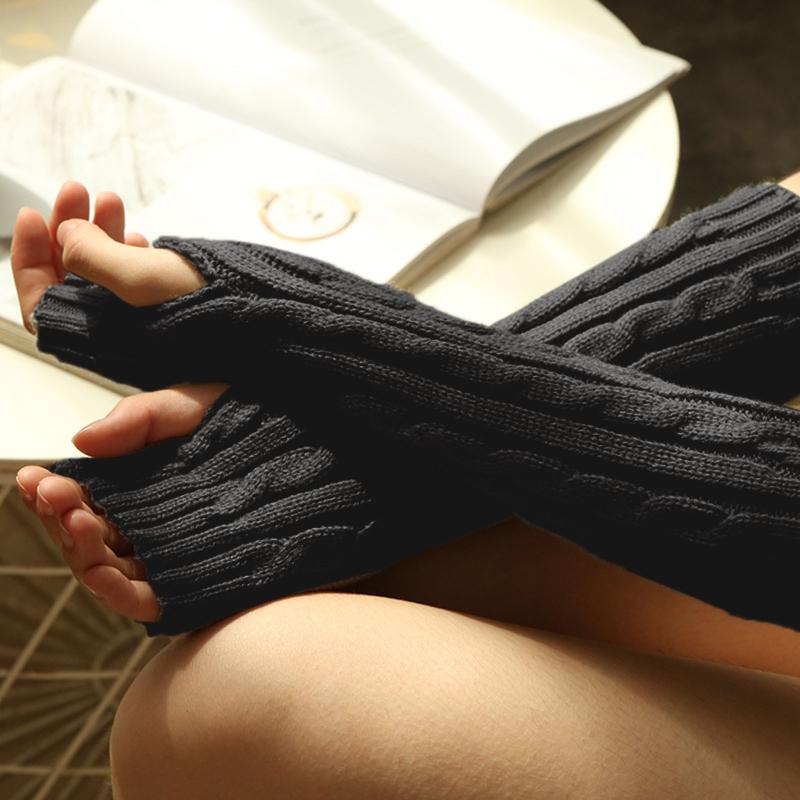 

Knitted Long Hand Gloves Women Twisted Keep Warm Arm Long Gloves Fingerless For Women Girl Guantes Invierno Mujer Luvas