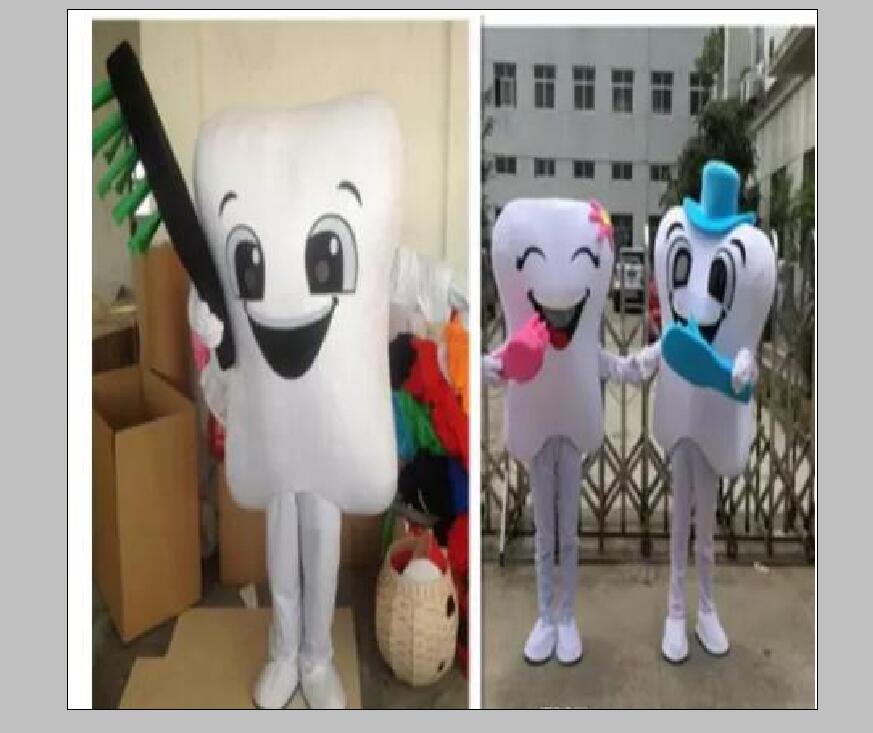 

2019 Hot sale Lovely Tooth With Toothbrush Mascot Costume Christmas Fancy Dress Halloween Mascot Costume, White