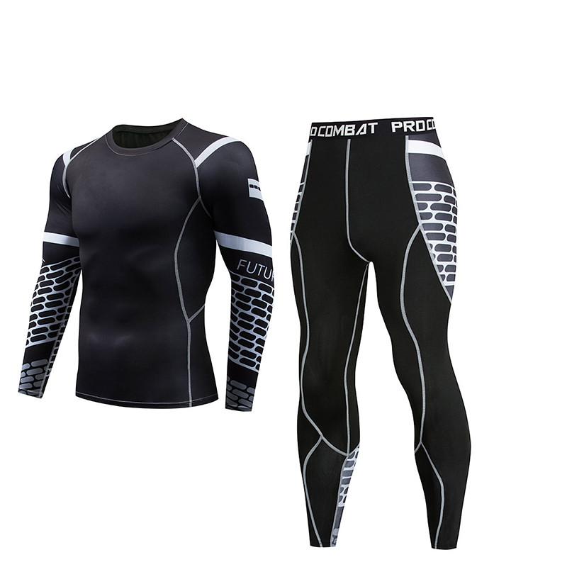 

2020 New Compression Sportswear Suits Gym Tights Training Clothes Workout Jogging Sports Set Running Rashguard Tracksuit For Men, Brown