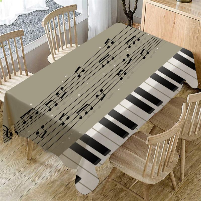 

Piano Music Pattern Table Cloth Linen Blend Rectangular Tablecloth Soft Wedding Birthday Table Cover Dining Home Decor tapet
