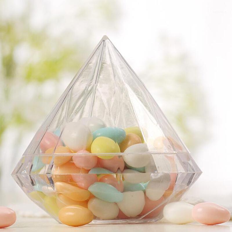 

6pcs Fashion Plastic Candy Gift Box Simple Transparent Diamond Wedding Party Flower Wholesale Decorative Candy Plastic Gift Box1