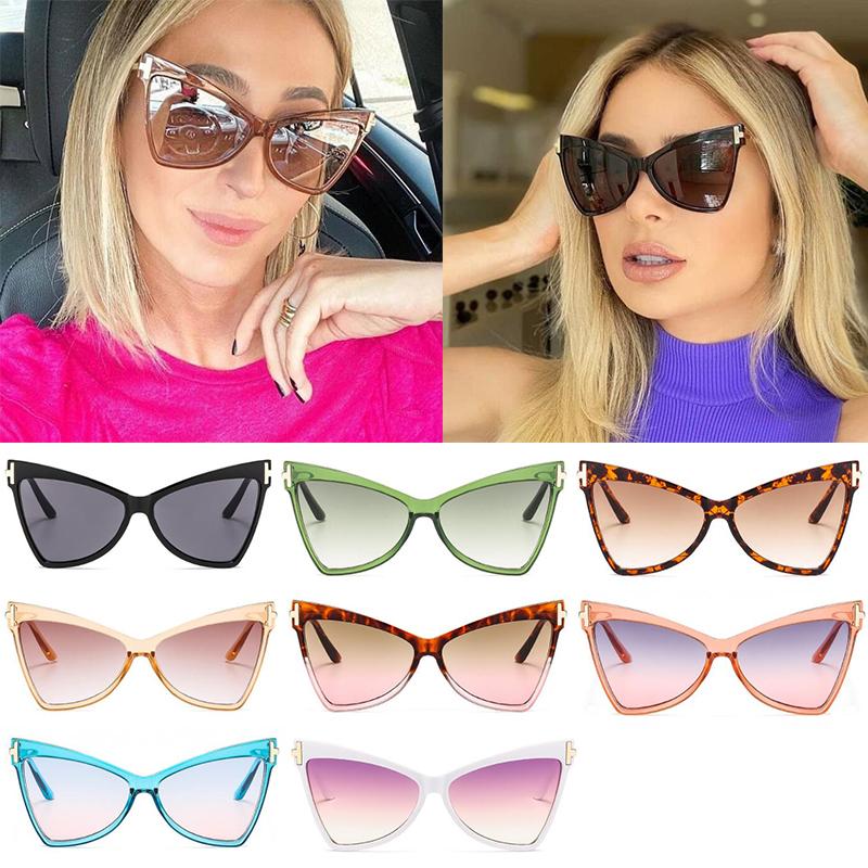 

Sunglasses Wholesale Fashionable Cat Eye Women Oversized Triangle Shades Brand Designer T Letter Decoration Sun Glasses Female