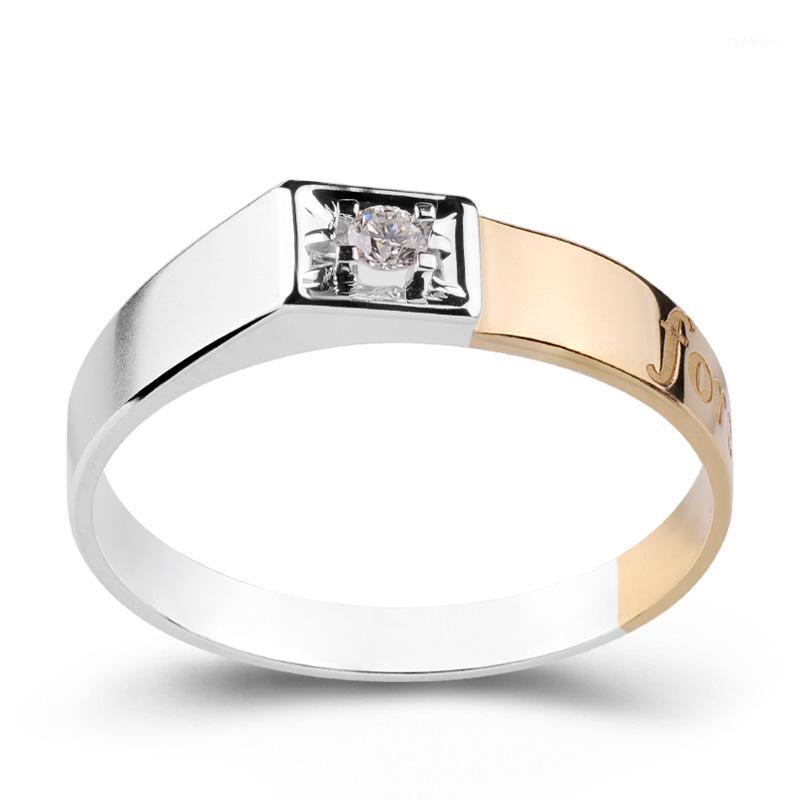 

18K Au750 Yellow White Gold Ring Men Wedding Anniversary Engagement Party Ring Forever Round Moissanite Diamond Casual Sporty1