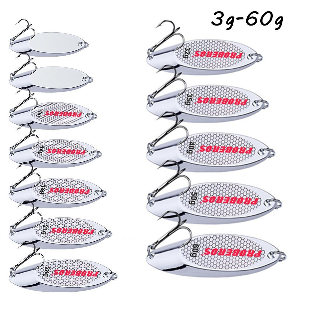

5pcs/lot 3g-60g Silver VIB Spoons Metal Baits & Lures 10/8/6/4/2# Hook Fishing Hooks Artificial Bait Pesca Fishing Tackle SF_209