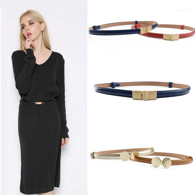 

Belts 2022 Candy Color Shiny PU Leather Waist Belt For Women Prom Dresses Decoration Fashion Metal Button Waistband Ladies, Black;brown