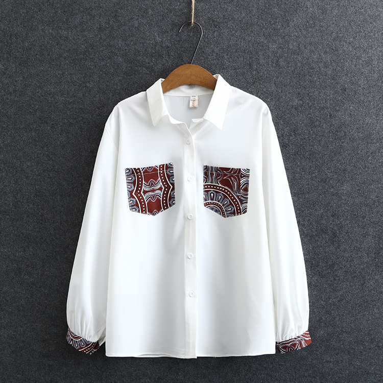 

Size 2xl-5xl Plus Female Long Sleeve White Officewear Vintage Tops W587