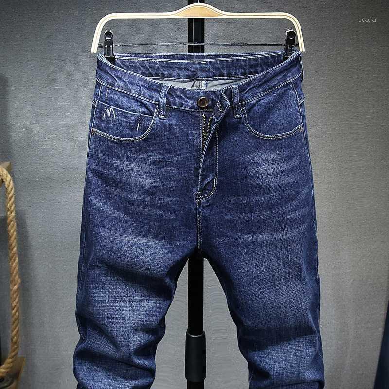

2020 Spring Autumn New Men Business Casual Stretch Jeans Classic Style Blue Fashion Cotton Slim Small Straight Denim Pants,2051