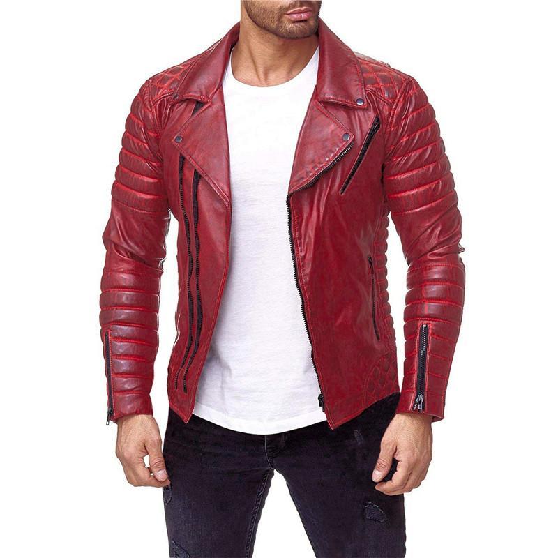 

Faux MORUANCLE Fashion Men's Leather Biker Jackets Designer PU Motorcycle Outerwear Tops Clothing For Man Spring Autumn DHTC, Brown