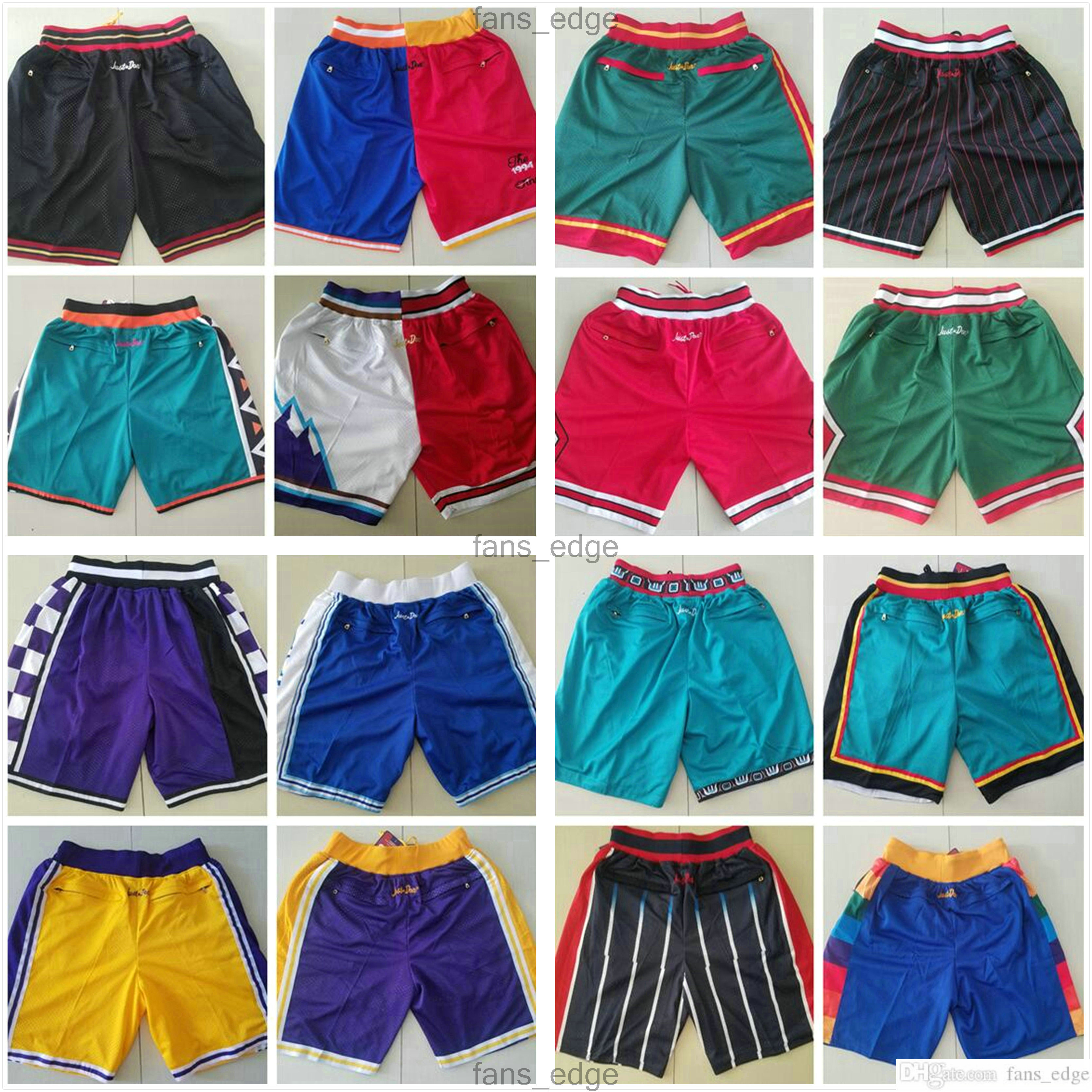 

Top Quality All Team Basketball Shorts Just Don Short Retro Sports Wear JUSTDON With Pocket Zipper Sweatpants Pant Black Blue White Red Green Stitched Size S-XXL, Tell us which one