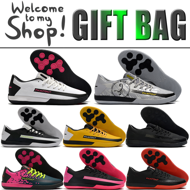 

Phantom GT Pro IC Indoor Mens Soccer Football Shoes Boots Top Quality Black White Yellow Silver Pink Trainers Leather Football Soccer Cleats