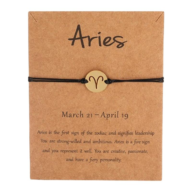 

1pc Black Colors Gold Card Fashion Jewelry 12 Constellations Zodiac Woven Bracelet Bangles For Women