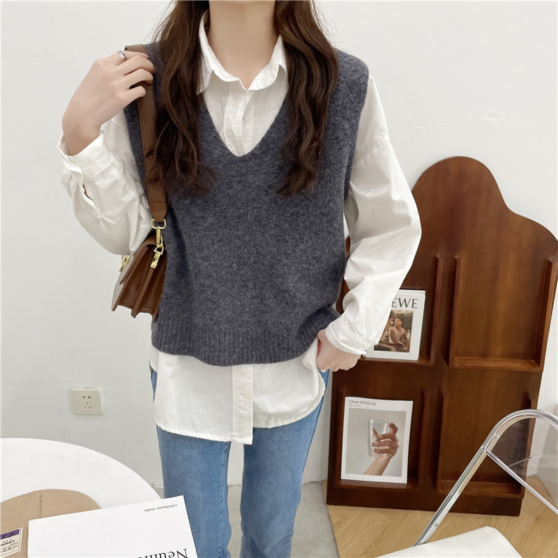 

2021 New Women Sweater Vest Sleeveless V-neck Knitted Poullover Female Jumper Pull Femme Spring Autumn News Knitting 105n, Yellow