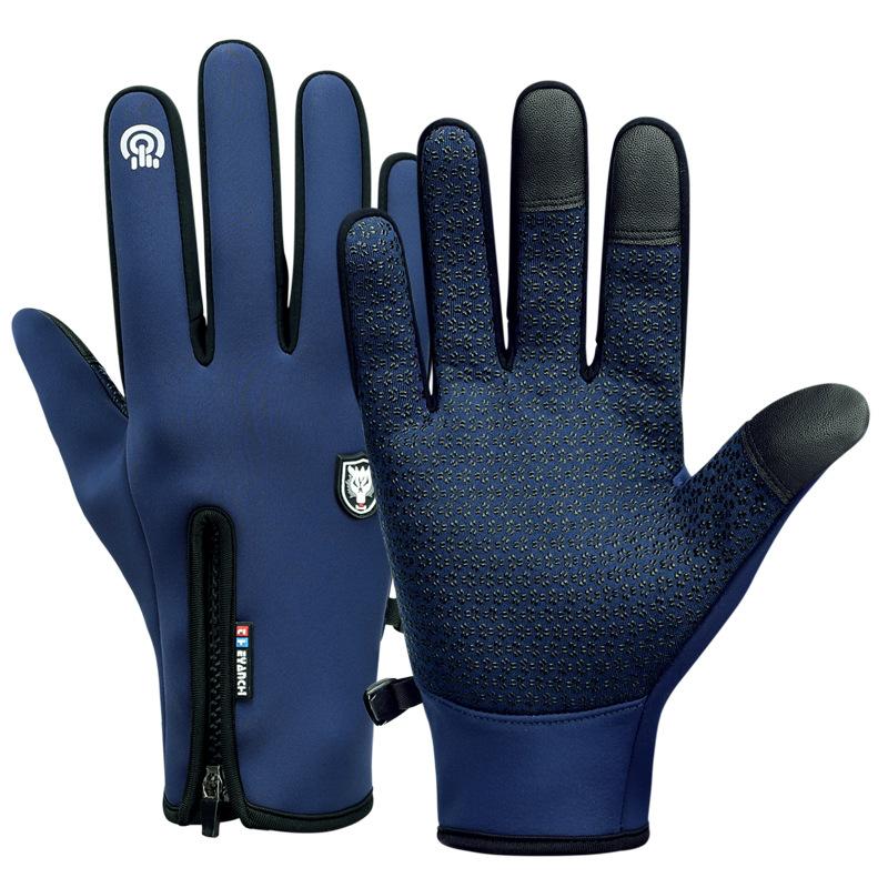 

Winter Cycling Skiing Gloves Fleece Lined Warm Full Finger Gloves Outdoor Sports Thermal Warm Equipment Waterproof Windproof, Black